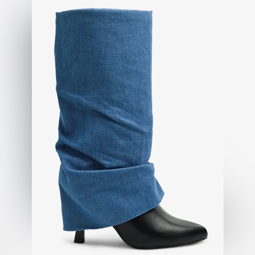 Denim Fold Over Boots